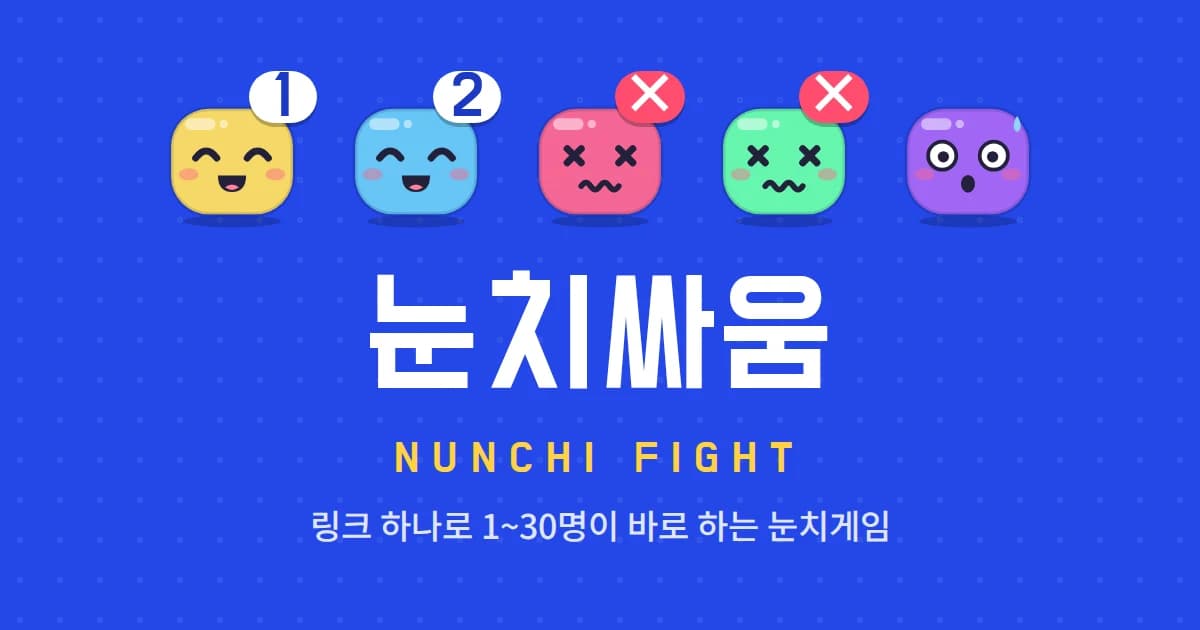 눈치싸움 배너: 숫자를 외친 캐릭터와 겹쳐서 탈락한 캐릭터